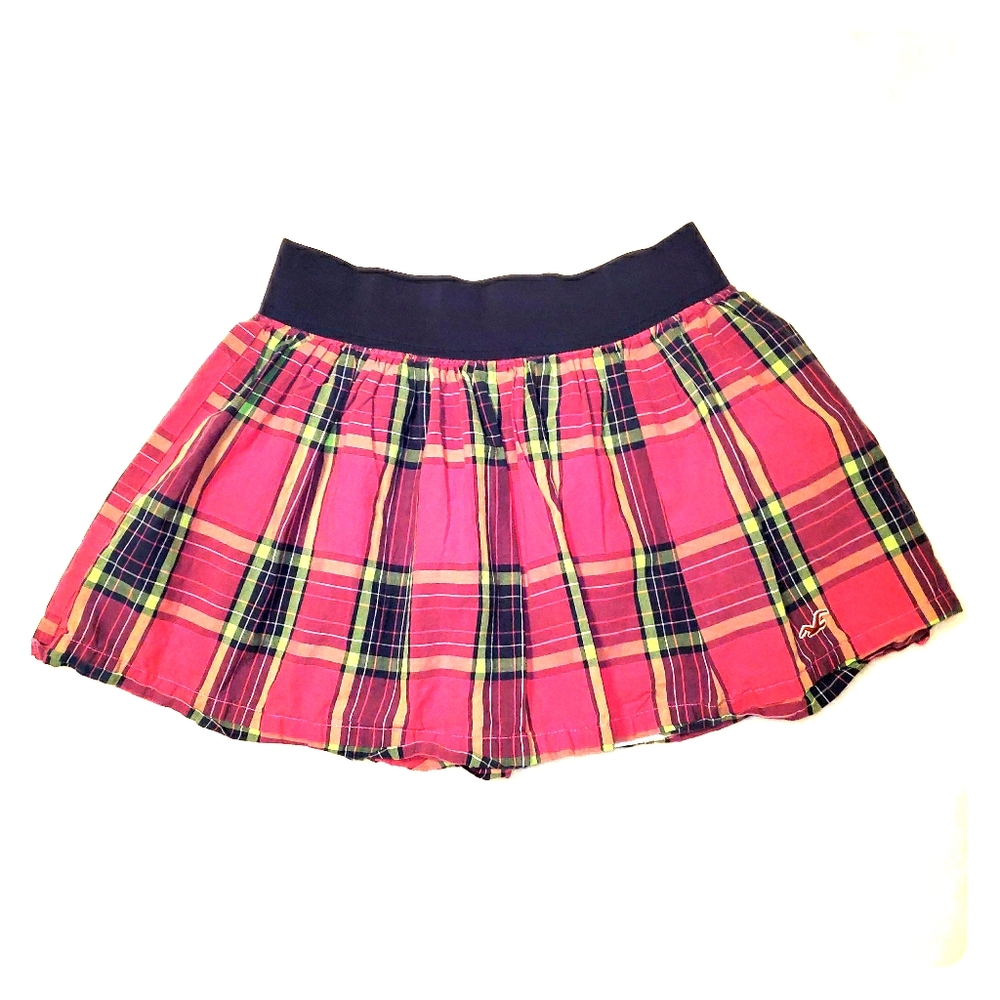 Hollister plaid mini skirt,  pink, lined,  Small